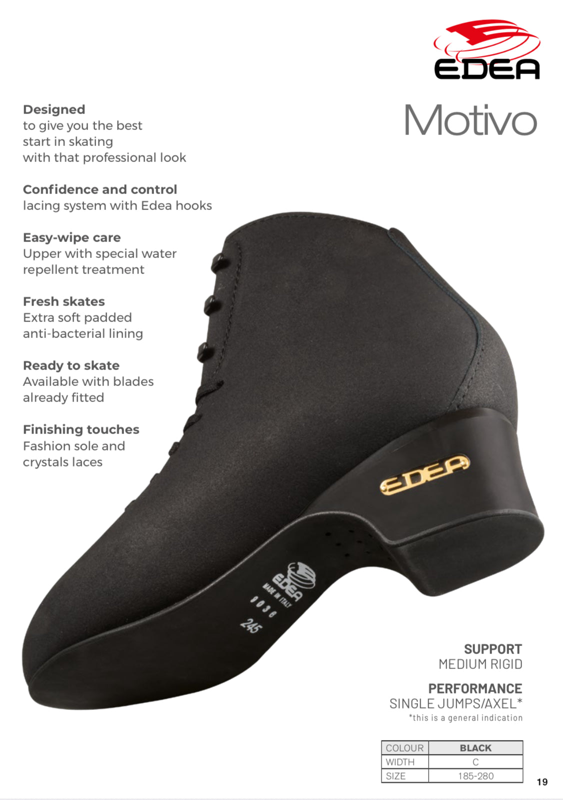Edea Motivo Balance Blades' NEW Figure Skates – White or Black (sold with blades attached)