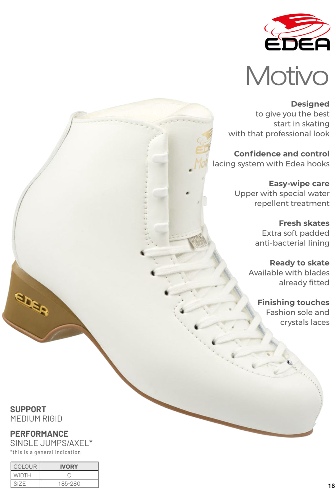 Edea Motivo Balance Blades' NEW Figure Skates – White or Black (sold with blades attached)